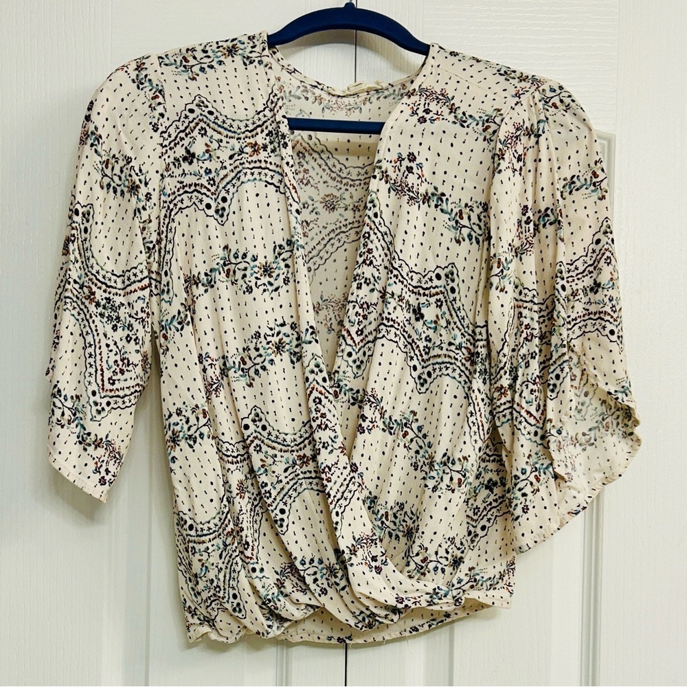 Lovestitch Ivory and Navy Patterned Blouse